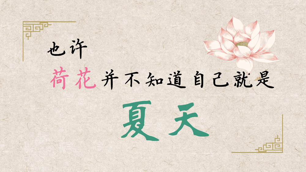 荷花，并不知道自己就是夏天
